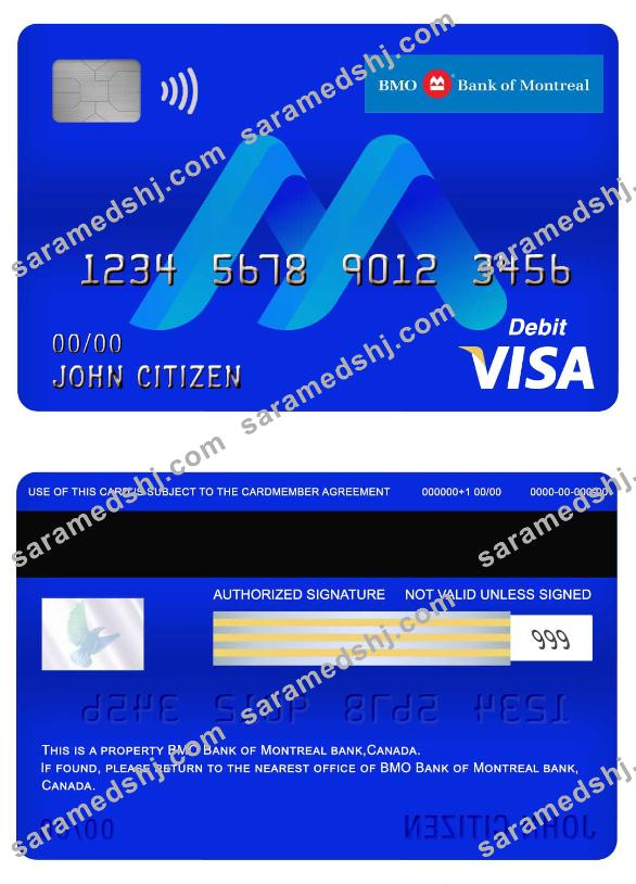 Canada BMO Bank of Montreal bank visa debit card